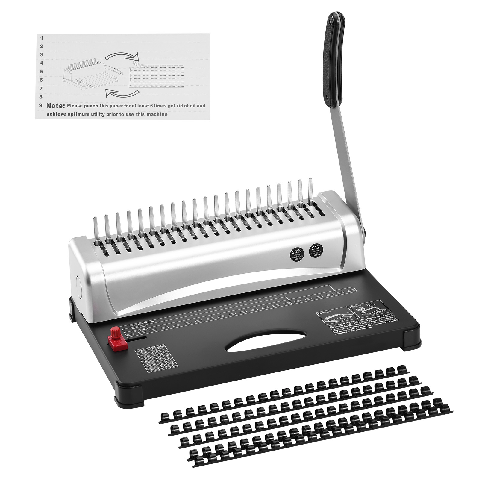 Binding Machine Comb - VEVOR Ciltleme Makinesi, 21 Delikli, 450