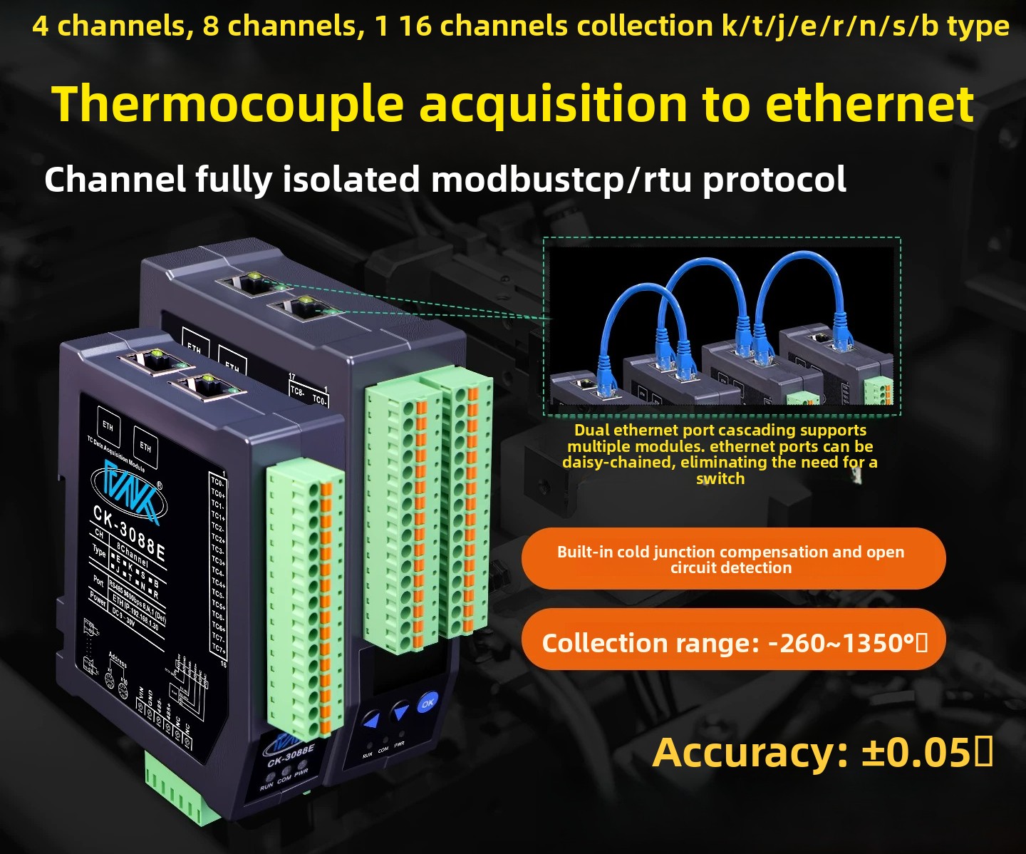 8CH Tamamen İzole Edilmiş K-Ti - Power Over Ethernet incelemesi ve fiyatı